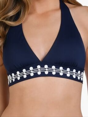 La Blanca Sea Scallops banded halter bikini top Size 4